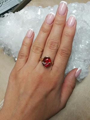 Amazing mexican fire opal gold ring