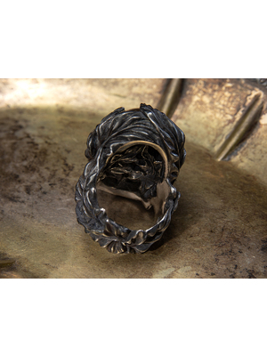 Ring with triplet of Rutilated Quartz and Labradorite