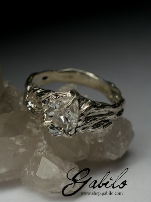 Rock Crystal Herkimer Diamond Silver Ring
