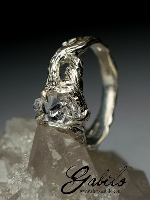 Rock Crystal Herkimer Diamond Silver Ring