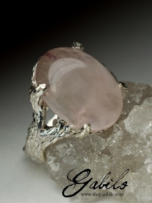 Silberring mit rosa Quarz