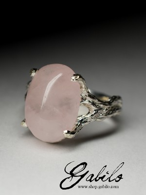 Silberring mit rosa Quarz