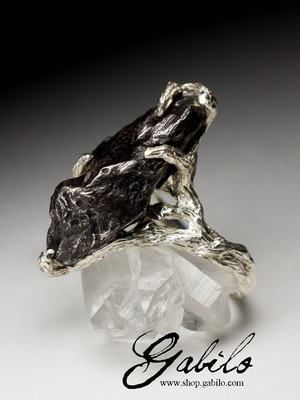 Silberring mit einem Meteoriten