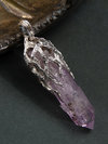 Amethyst crystal white gold pendant