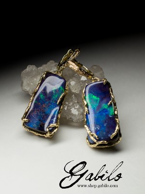 Gold Ohrringe mit Bolder Opal