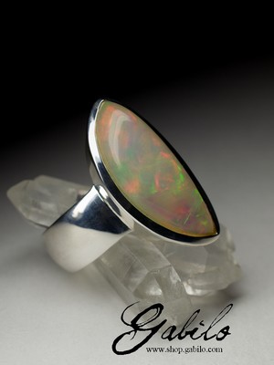 Ethiopian opal silver ring 