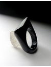 Ring aus schwarzem Achat mit Quarzbürste