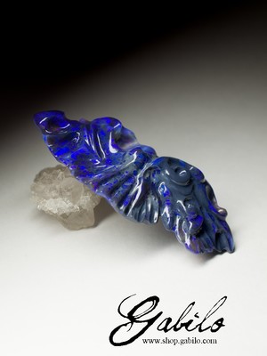 Black Opal Blue Phoenix carved by Daniela L`Abbate