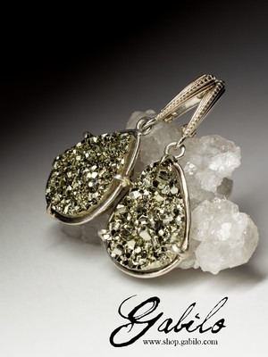 Ohrringe mit Pyrit in Silber