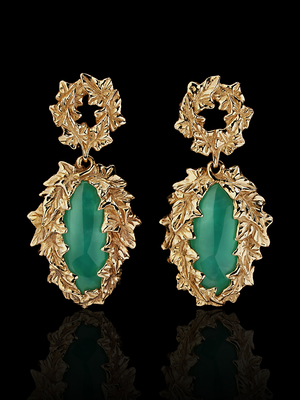 On hold: Ivy gold earrings with chrysoprase