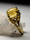 Rutilated Quartz ring in gold