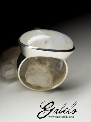 Men's moonstone Adularia Silver Ring