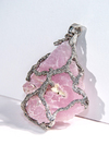 Pendant with rose quartz crystal in silver