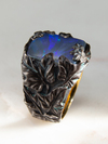 Ivy ring with dark opal in blackened silver