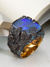 Ivy ring with dark opal in blackened silver