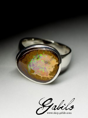 Ring mit Boulderopal in Silber