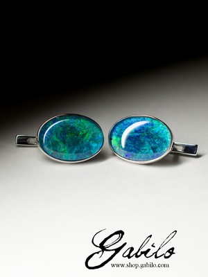 Gold Ohrringe mit Triplett-Opal