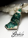 Large silver pendant with dioptase