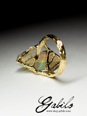 Ethiopian opal gold ring 