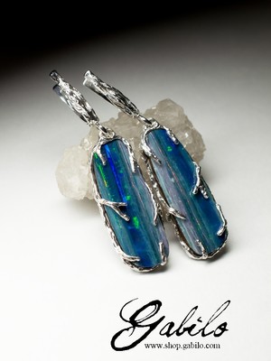 Ohrringe mit Opal-Dublett in Silber