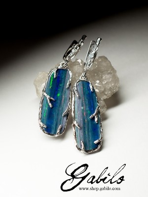 Ohrringe mit Opal-Dublett in Silber