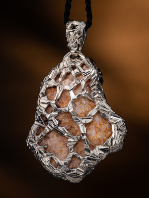 Vanadinite silver pendant