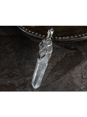 Rock crystal silver pendant