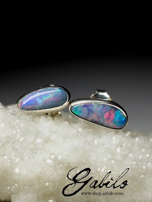 Silber Ohrringe Beutel mit Dublett Opal